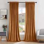 Miulee Gold Brown Velvet Curtains Thermal Insulated Blackout Curtain Fall Drapes For Bedroom Living Room Darkening 108 Inches Long Curtains Panels Rod Pocket Set Of 2