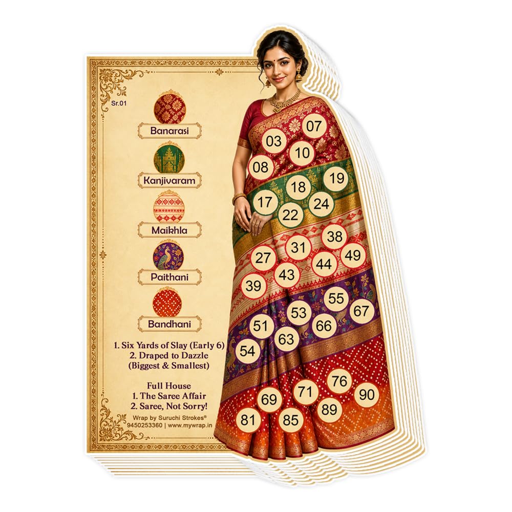 Saree Theme Tambola Ticket | Kitty Party Housie Game (20 Ticket)