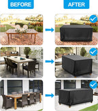 Patio Table Cover 100% Waterproof, 64X45X28 Inch Outdoor Table Cover Rectangular, Patio Furniture Cover For Dinning Furniture, Picnic Coffee Tables Chairs And Sofas, Black