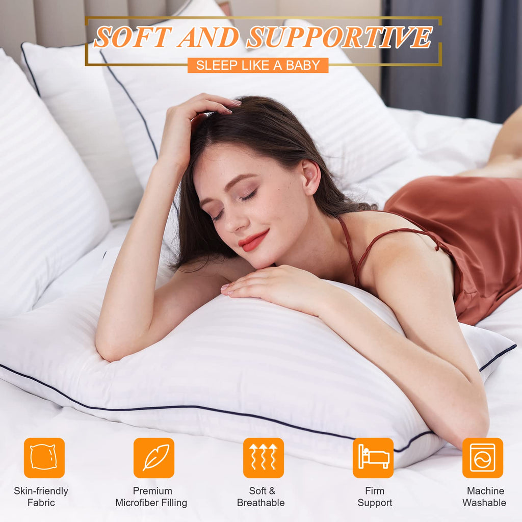 SEMZSOM King Size Bed Pillows Set of 2 - Cooling Luxury Hotel Quality Down Alternative Filling White Polyester