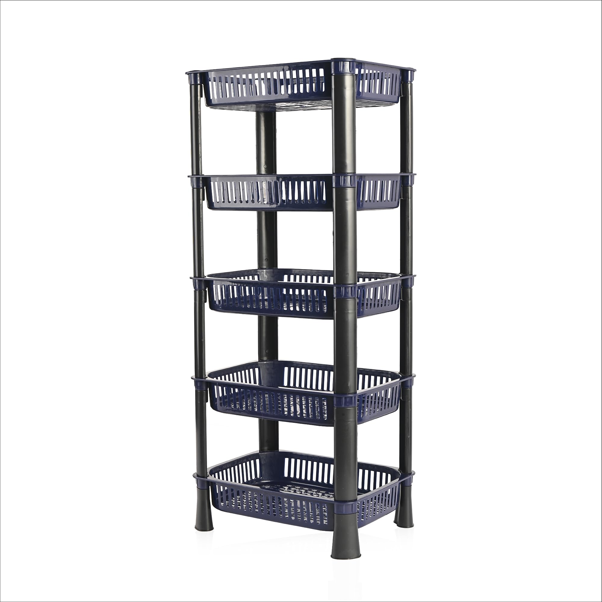 Kuber Industries 5Tier Plastic Fruits & Vegetable Rack For Kitchen | Stackable Grocery Organiser For Kitchen | Onion Potato Bas