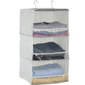 Simple Houseware 3 Shelves Hanging Closet Organizer with Front Stopper, Grey