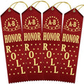 Ribbonsnow 'A-B' Honor Roll Award Ribbons - 100 Red Ribbons With Card & String