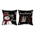 Tajwe Christmas Pillow Covers 18X18 Set Of 2 Let It Snow Snowman Christmas Trees Xmas Black Throw Lumbar Cushion Cases For Couch