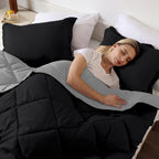 Downluxe California King Comforter Set - Black And Grey Cal King Comforter Set, Soft Bedding Sets For All Seasons - 3 Pieces - 1 Comforter (104'X96') And 2 Pillow Shams(20'X36')