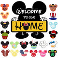 FUEMEILY Cute Mouse Seasonal Interchangeable Welcome Door Sign, Welcome to Our Home Sign with 20pcs Interchangeable Holiday Piec
