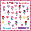 Sayglossy Valentine'S Day Bulletin Board Decorations Set Heart Paper Cutouts 3D Flowerpot Pink Red Love Honeycomb Our Love For L
