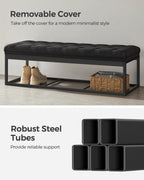 Songmics Storage Ottoman Bench, Foot Rest With Legs, 15.7 X 43.3 X 15.7 Inches, End Of Bed Bench, Storage Chest, Load Up To 660 Lb, For Living Room, Bedroom, Entryway, Ink Black Ulsf088B01