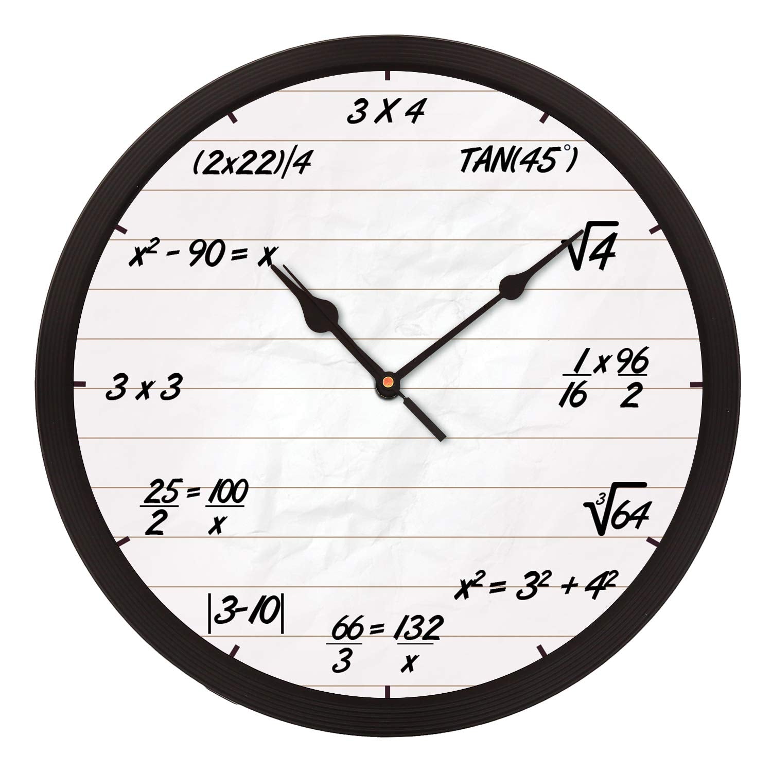 eCraftIndia Math Equations Designer Round Analog Black Wall Clock