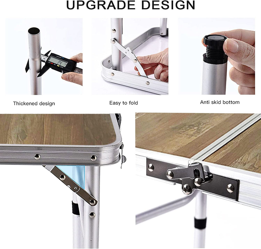 Yufifairy Aluminum Camp Table, Folding Table Portable,Lightweight,Foldable With 2 Adjustable Height, Indoor Outdoor Table For Cooking, Picnic, (2 Heights), 36''L X24''W