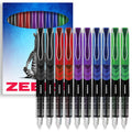 Zebra Fuente - Disposable Fountain Pen - Black, Blue, Red, Green & Violet Coloured Ink - Pack Of 10