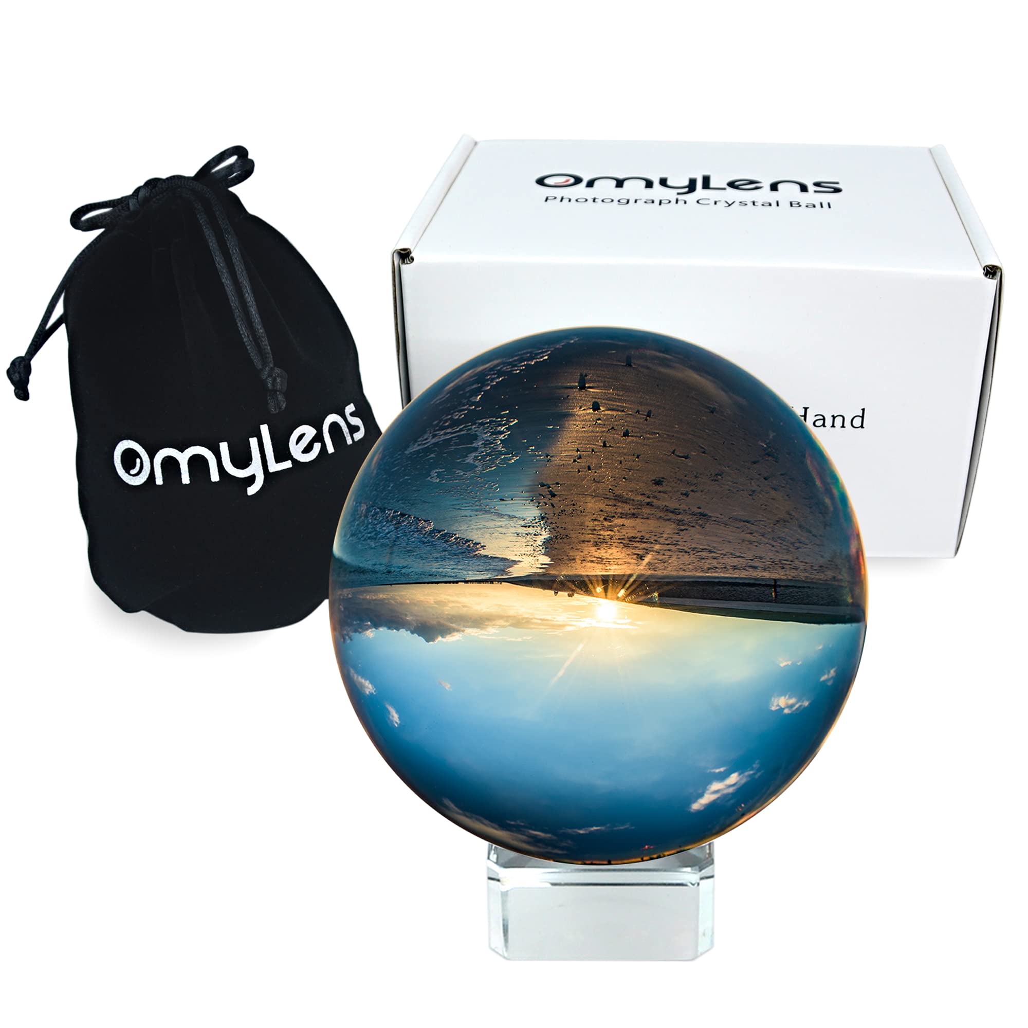 Omylens Lens Ball (80mm), K9 Crystal Ball with Stand and Silk Bag, for Photography Accessories and Props, Heal Magic Ball and De