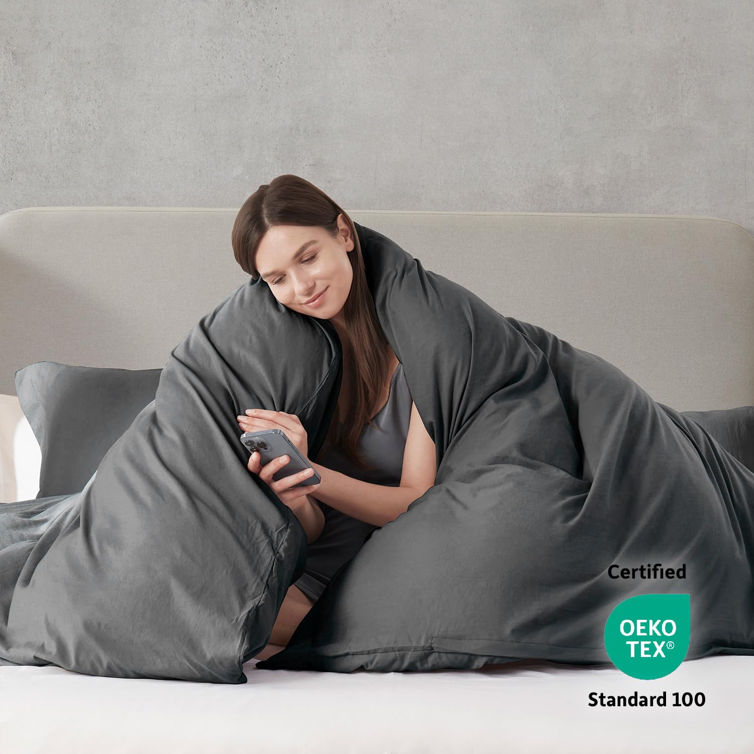 Nestl Grey California King Duvet Cover Sets - Soft Prewashed Cal King Duvet Cover, 3 Piece, With Zipper Closure, 1 Duvet Cover 104X98 Inches And 2 Pillow Shams - No Comforter