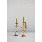 Creative Co-Op Hand-Forged Cast Iron Candelabra With Flowers And Bird, Holds 2, Gold Taper Holder