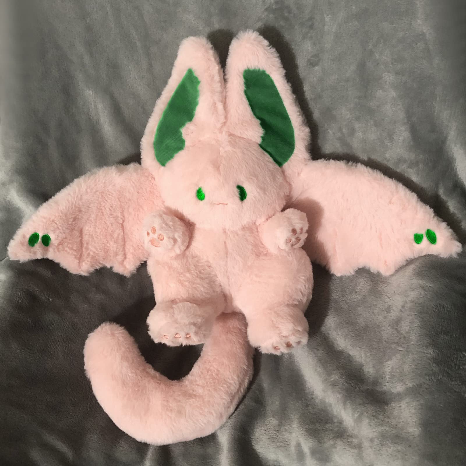PEACH CAT Kawaii Bat Bunny Plush Pillow 12" - Pink Stuffed Animal for Kids