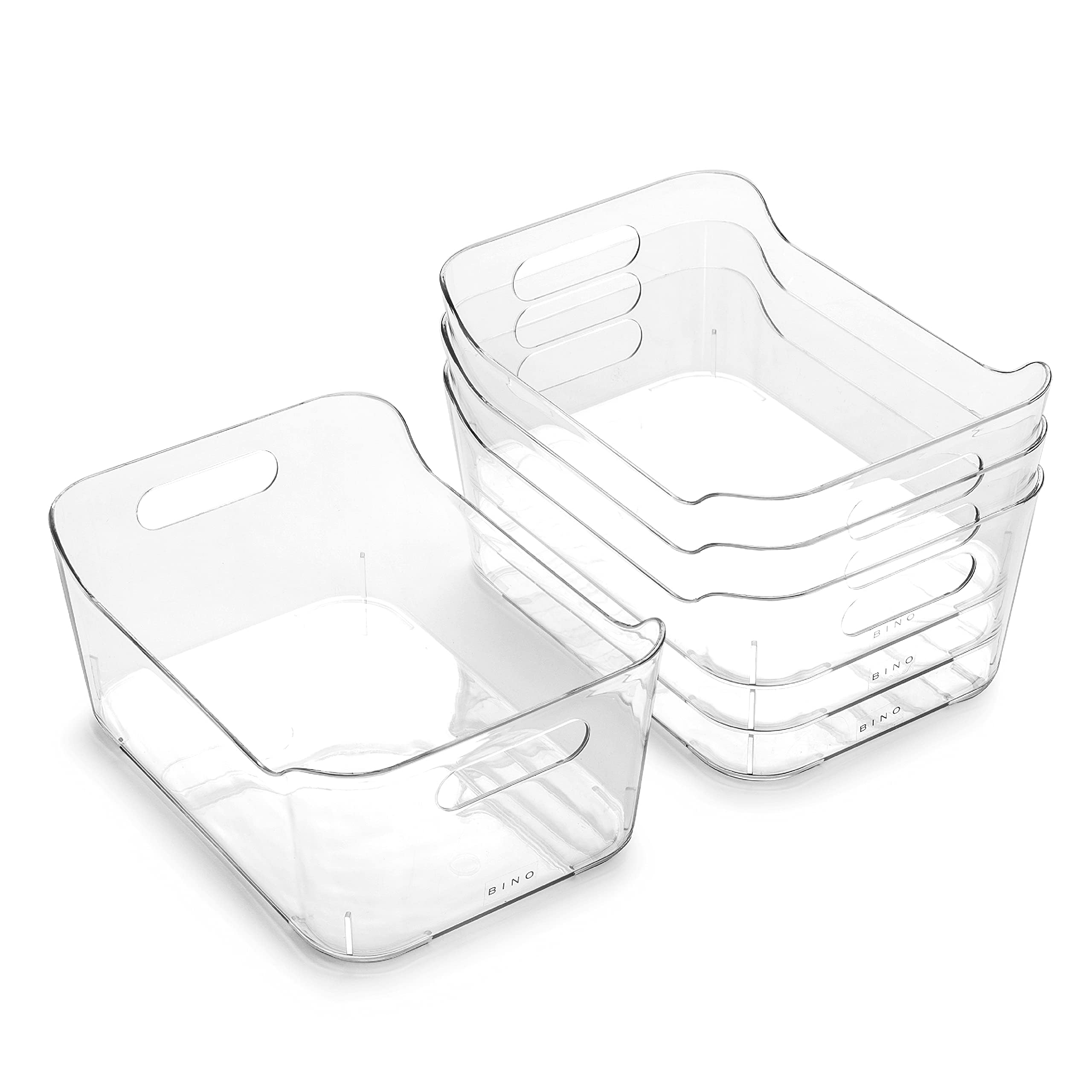 BINO | Plastic Organizer Bins, Small - 4 Pack | The SOHO Collection | Multi-Use Organizer Bins | Pantry Organizer & Freezer Orga