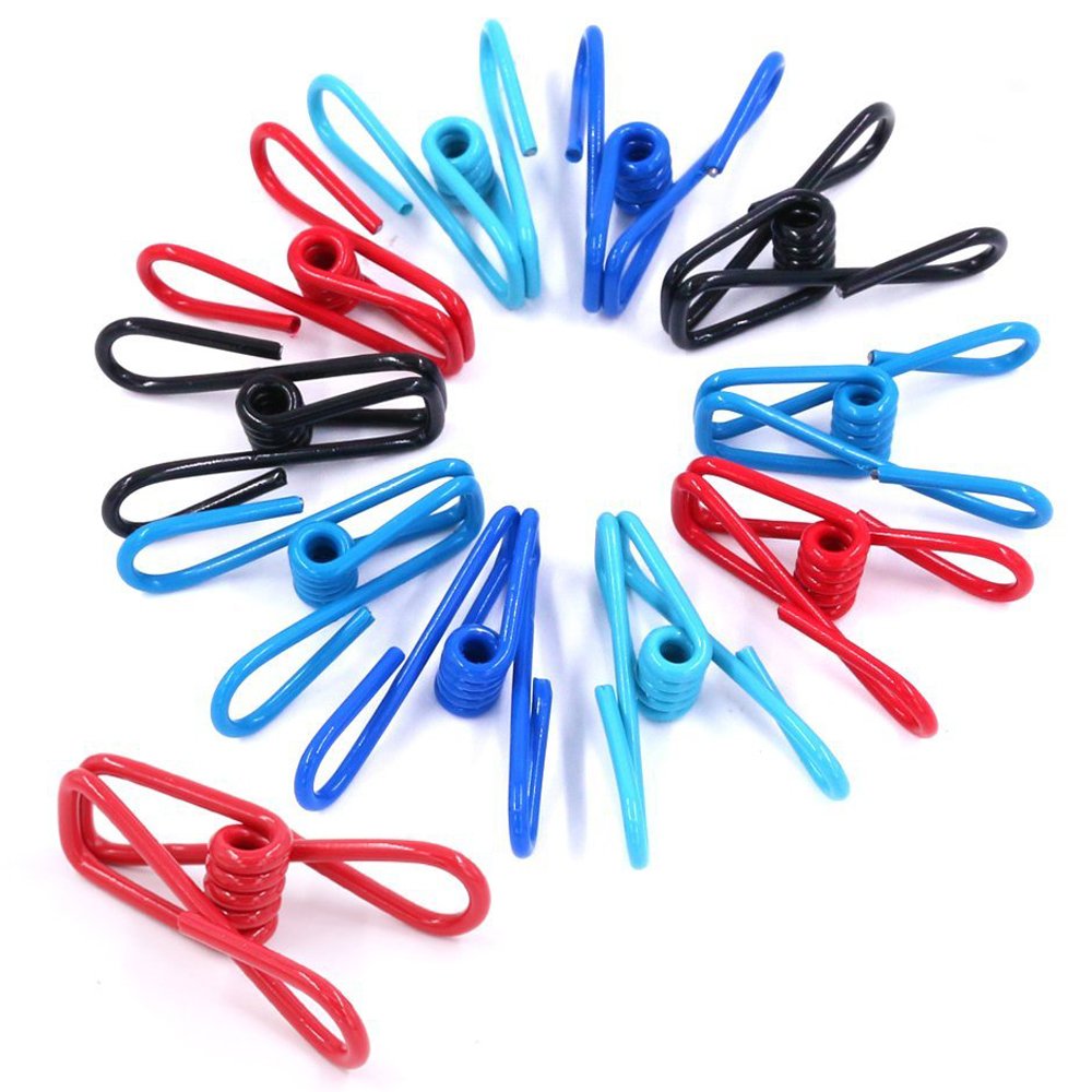 Swpeet 50 Pieces Multi-purpose Metal Wire Clip Windproof Clothespin Metal Clips Holders for Office Clothes Baby Diaper Metal Peg