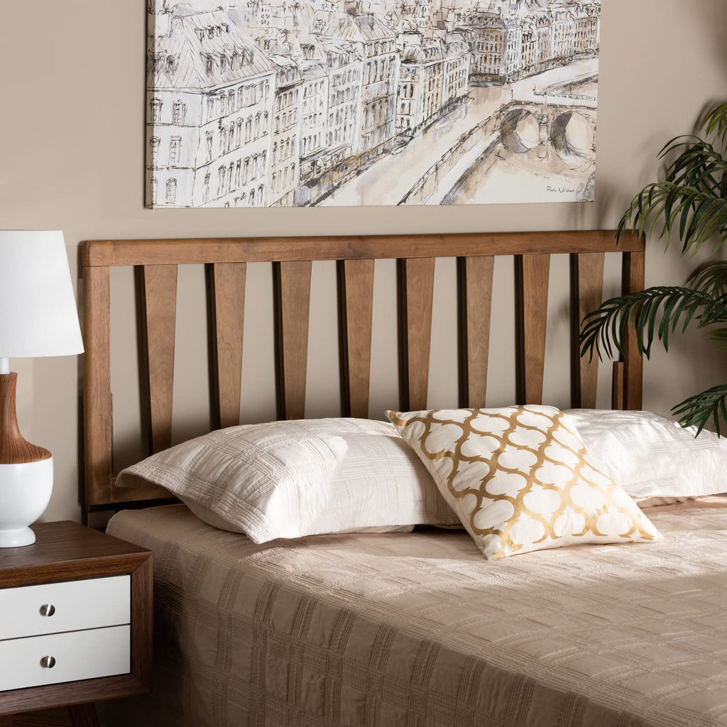 Baxton Studio Duncan Modern and Contemporary Ash Walnut Finished Wood Queen Size Headboard