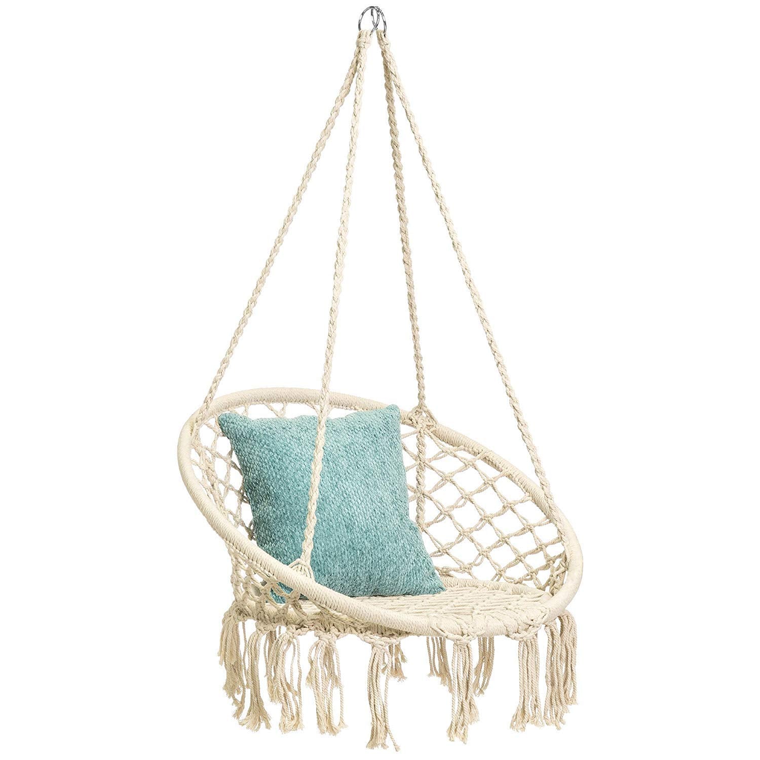 Mertonzo Hammock Swing Chair For 2-16 Years Old Kids,Handmade Knitted Macrame Hanging Swing Chair For Indoor,Bedroom,Yard,Garden