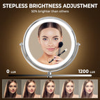Conlwin 9' Wall Mounted Lighted Makeup Mirror, 3000Mah Rechargeable Double Sided 1X/10X Magnifying Mirror With Hook,3 Color Lig