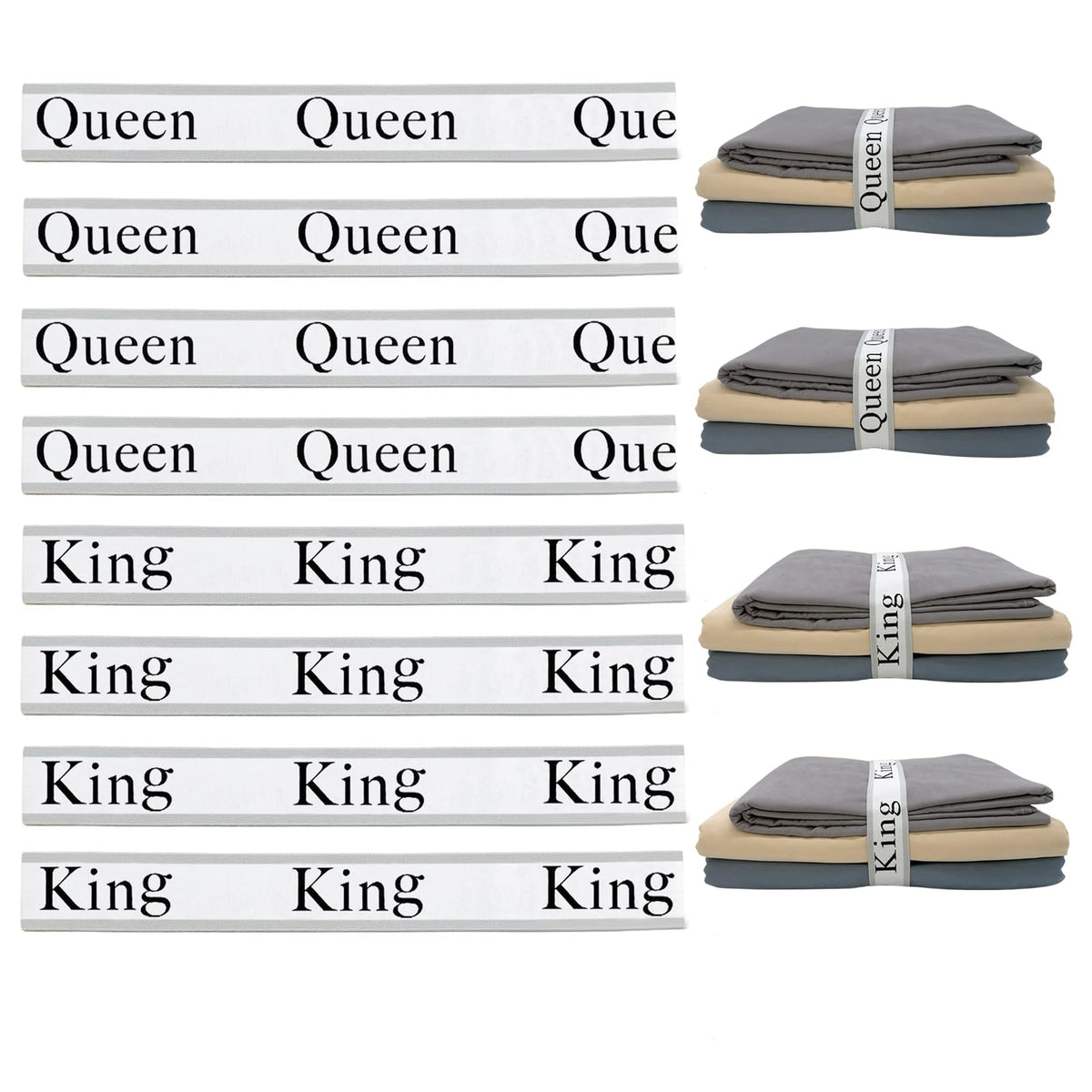 Maletnd 8 Pieces Bed Sheet Organizer Bands, Sheet Organizers And Storage Label Bands, Sheet Label For Bedding, Sheets Organizer