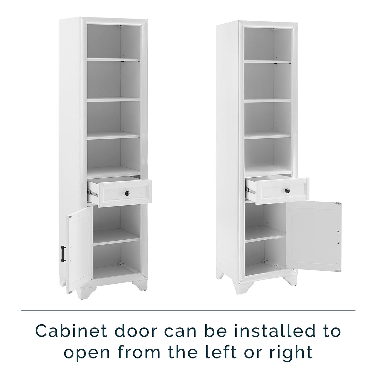 Crosley Furniture Tara Linen Storage Cabinet and Bathroom Organizer with a Drawer and Shelves, Vintage White