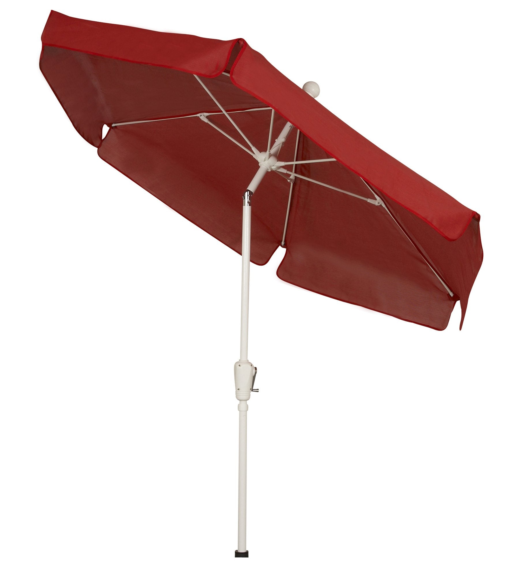 FiberBuilt Umbrellas Garden Umbrella with Push-Button Tilt, 7.5 Foot Red Canopy and White Pole