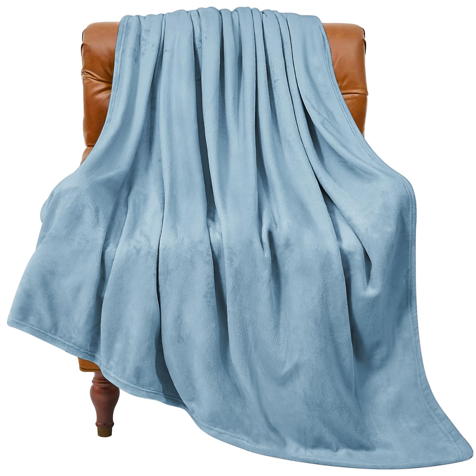 Bedelite Fleece Blanket Twin Size Washed Blue Throw Blankets For Couch & Bed, 300Gsm Luxury Plush Cozy Fuzzy Blanket 60X80 Inche
