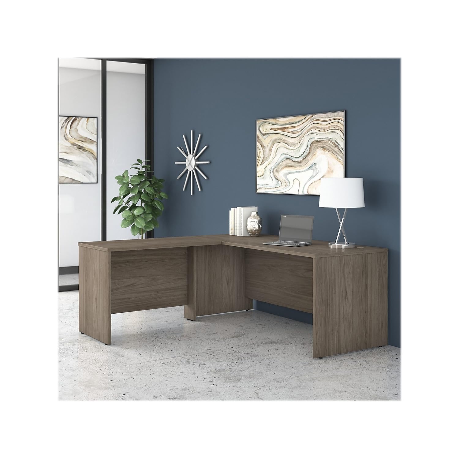 Bush Business Furniture Studio C 72W x 30D L Shaped Desk with 42W Return in Modern Hickory