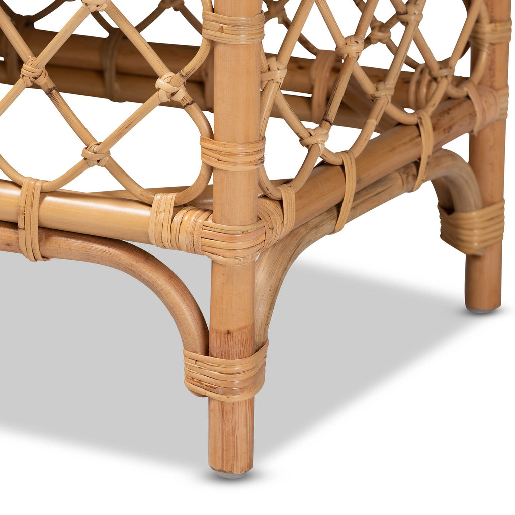 Baxton Studio Orchard Benches & Banquettes, White/Natural Brown, 48 x 18.13 x 18.25