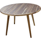 37'' Round Compact Teak Dining Table In Natural Finish