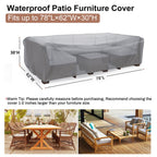 Mrrihand Heavy Duty Patio Furniture Covers, Outdoor Furniture Covers Waterproof Sectional Sofa Set , Patio Table And Chair Set Cover 78'L×62'W×30'H,Grey