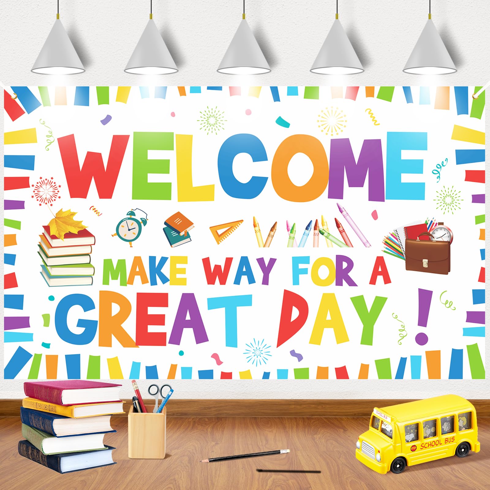 Welcome Back To School Decoration Back To School Banner Backdrop White First Day Of School Decorations Back To School Motivation