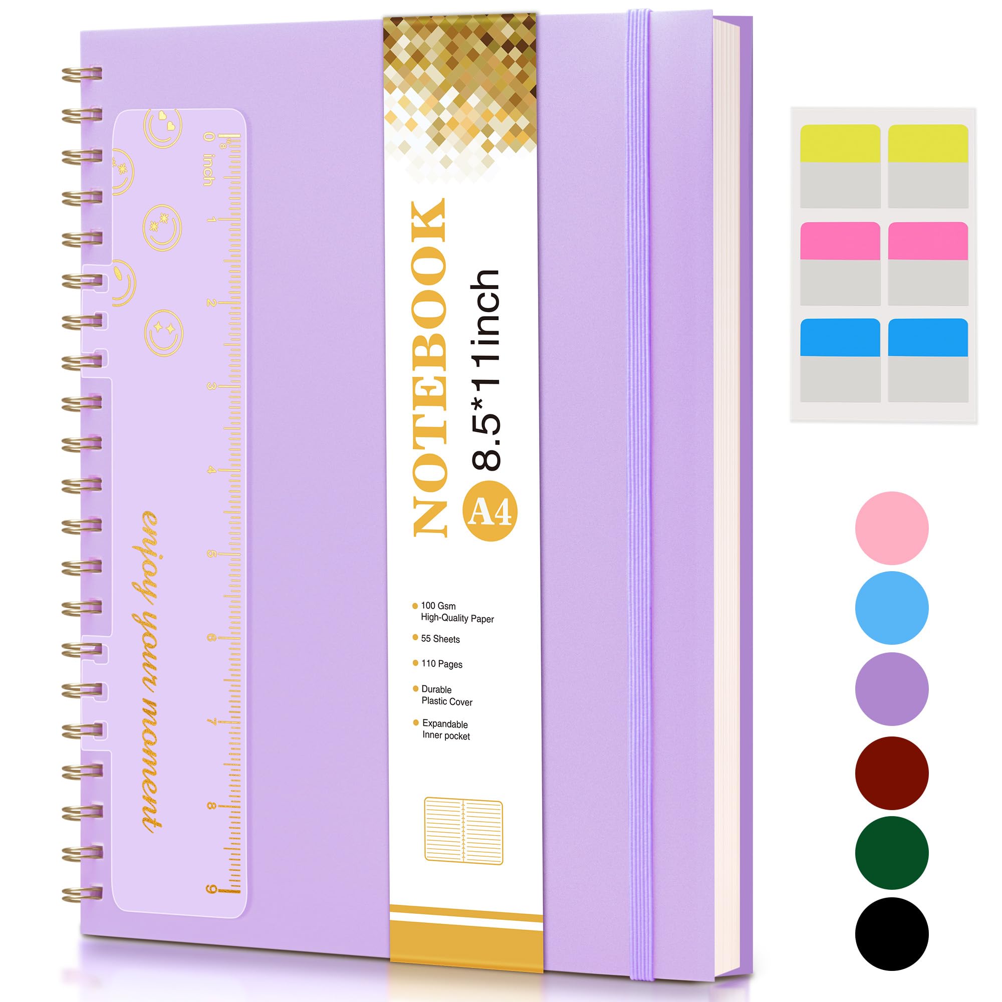 Spiral Notebook Journal 8.5    X 11   , A4 Large Notebooks For Women Men, College Ruled Lined Journal, 100 Gsm Paper, Hardcover
