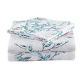 Jsd White Blue Floral Print Sheet Set Queen, 4 Piece Soft Botanical Microfiber Bedding Sheets 15 ' Extra Deep Pocket
