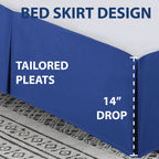 Cathay Home Double Brushed Microfiber Pleated Easy Fit Bed Skirt, Ultra Soft, Fade And Wrinkle Resistant - Royal Blue, King