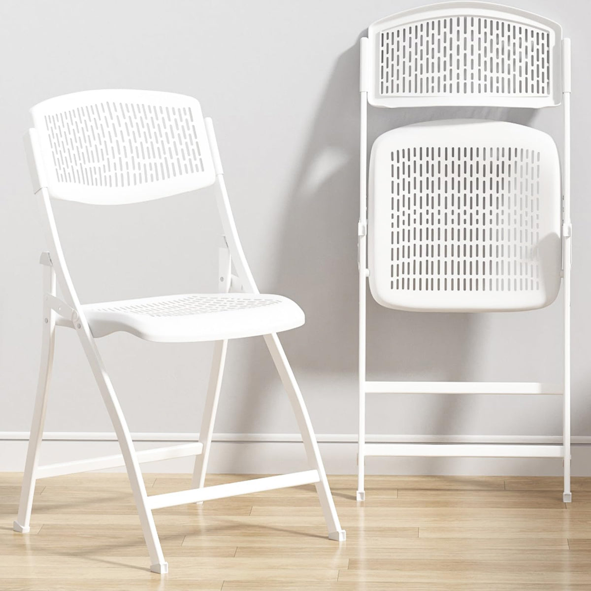 Ytaoka Folding Chair White Foldable Chair With Breathable Mesh Seat And Sturdy Metal Frame For Indoor And Outdoor Party Events W