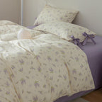 Cotton Duvet Cover King Chic Purple Floral Bedding Set Vintage Botanical Lavender Flower Duvet Cover Garden Style Lilac Floral C