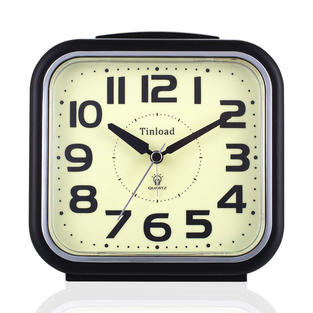 5.5'' Night Light Analog Alarm Clock Silent Non Ticking, Gentle Wake, Beep Sounds, Increasing Volume, Battery Operated Snooze An