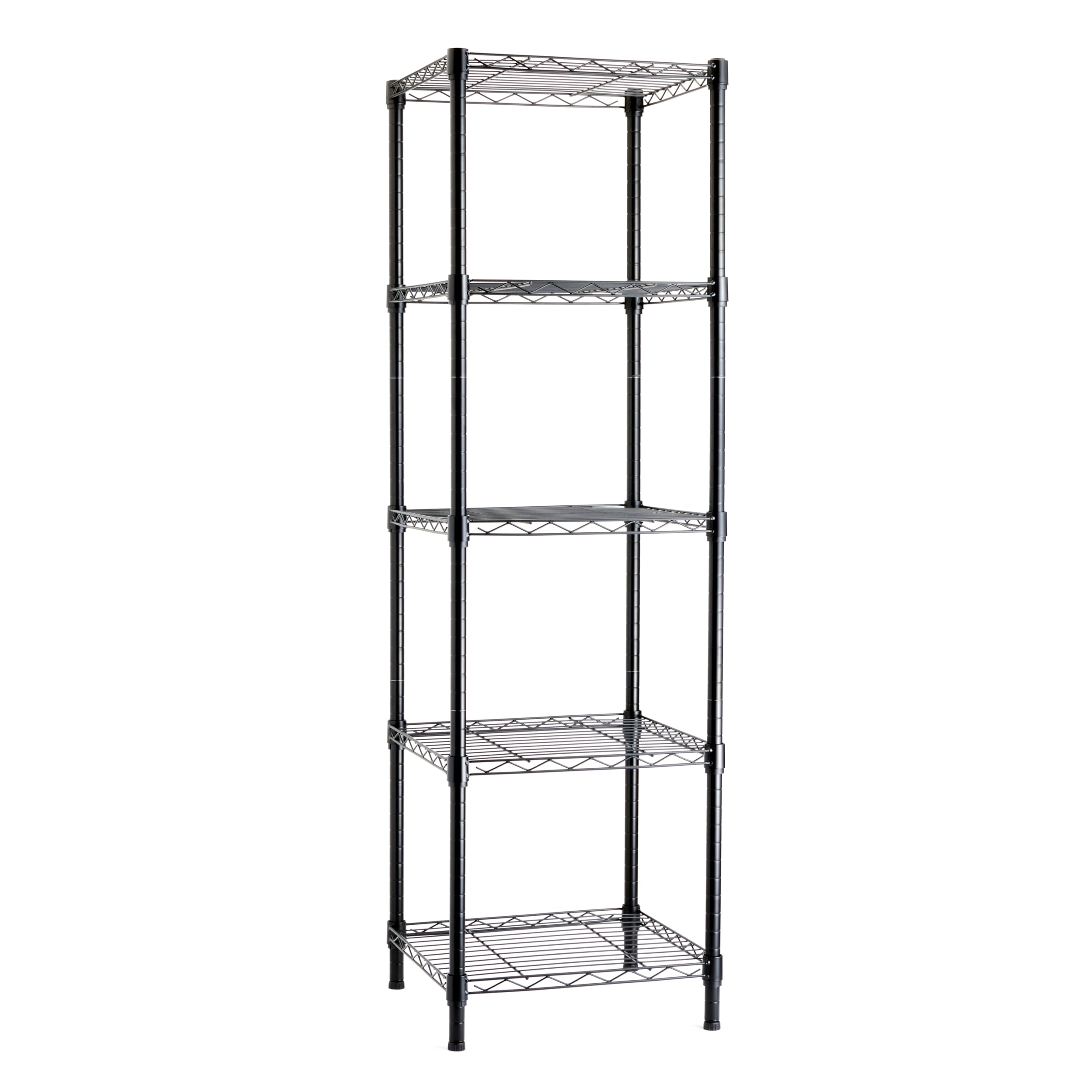 Amazon Basics 5-Shelf Tower Adjustable Storage Shelving Unit, Black, 16 D x 16 W x 54 H