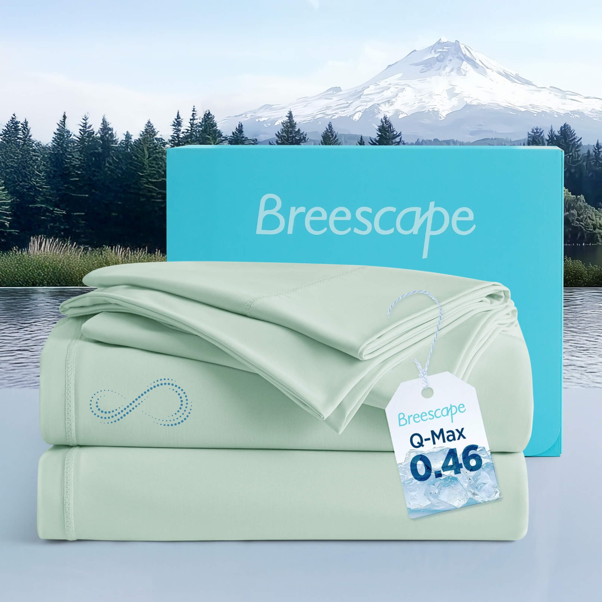 Breescape Cooling Sheet Set King Size - Blendtek Dry & Cool Technology For Hot Sleepers And Night Sweats, Q-Max>0.46 Tech, Deep