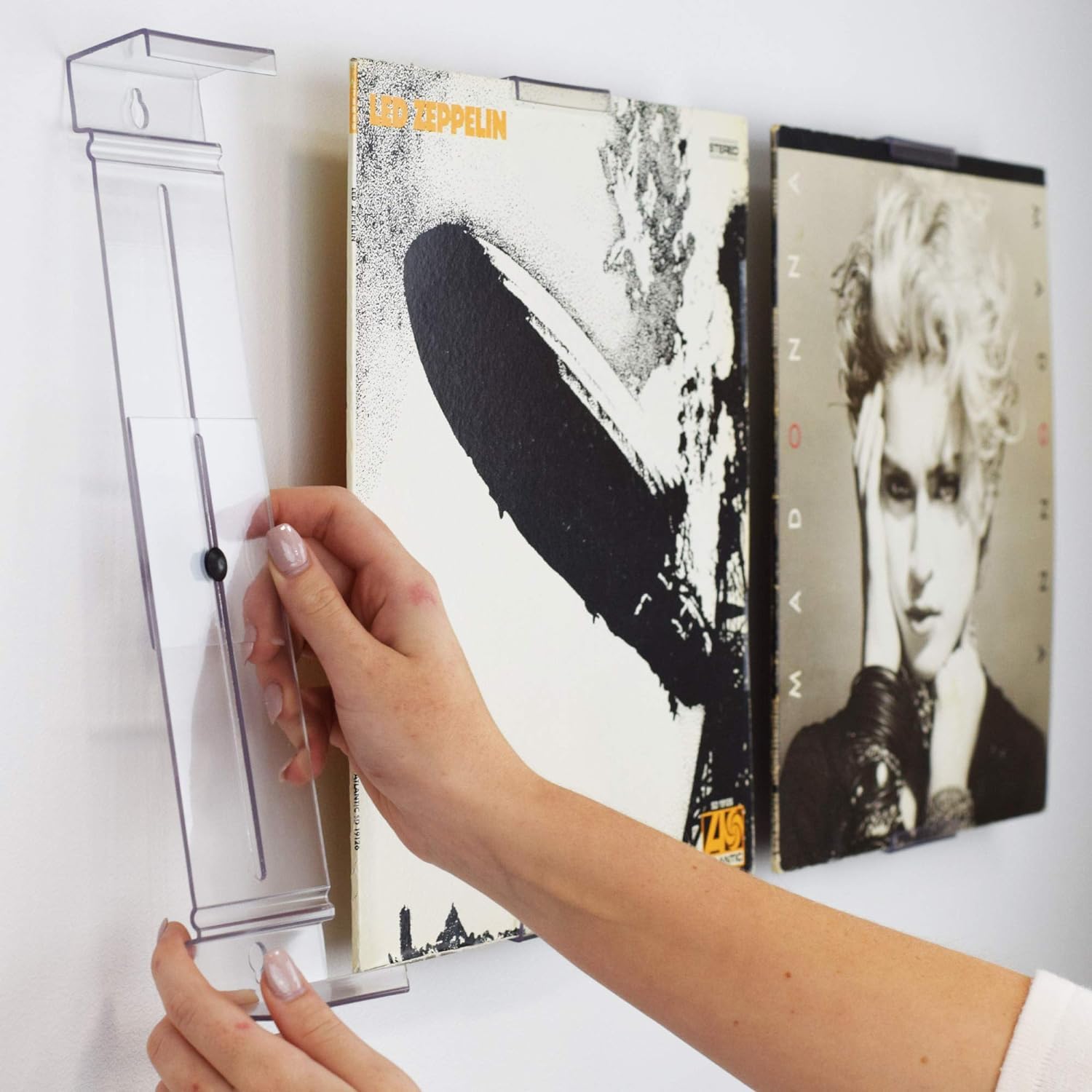 CollectorMount Album Mount Vinyl Record Shelf Stand and Wall Mount Display, Invisible and Adjustable, 4 Frames