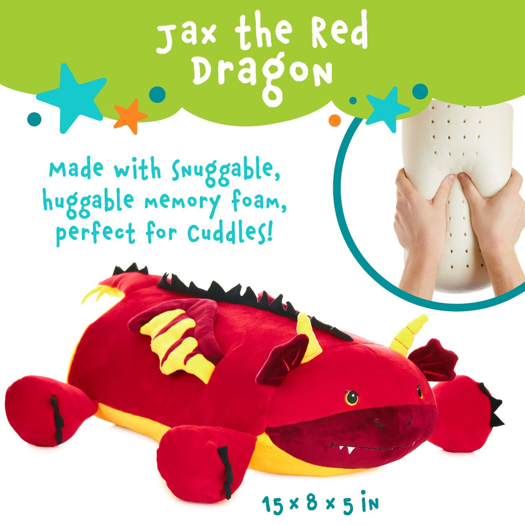 Memory Mates Jax The Red Dragon Memory Foam Pillow Plush,15    Stuffed Animal