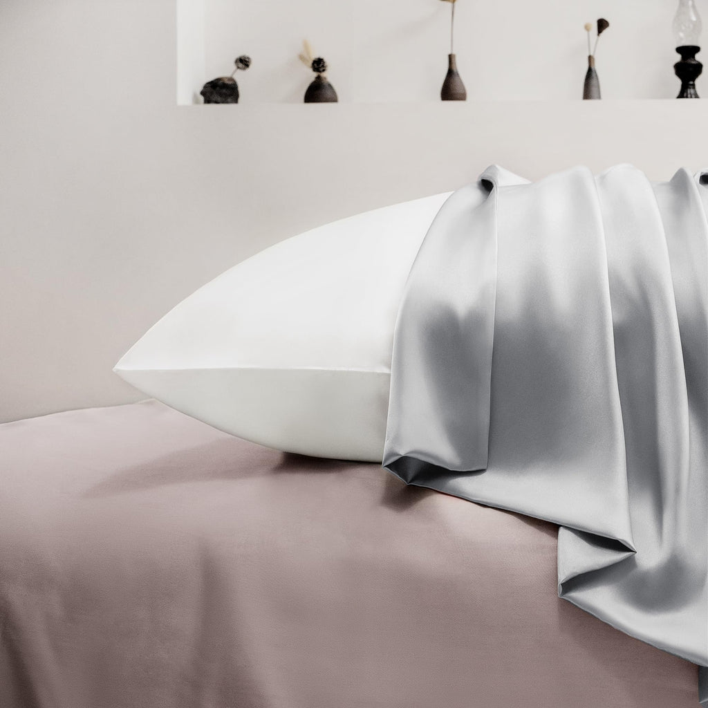 Exq Home Satin Pillowcase For Hair And Skin,Grey Pillow Cases King Size Pillow Case Set Of 2 Satin Pillow Covers With Envelope C