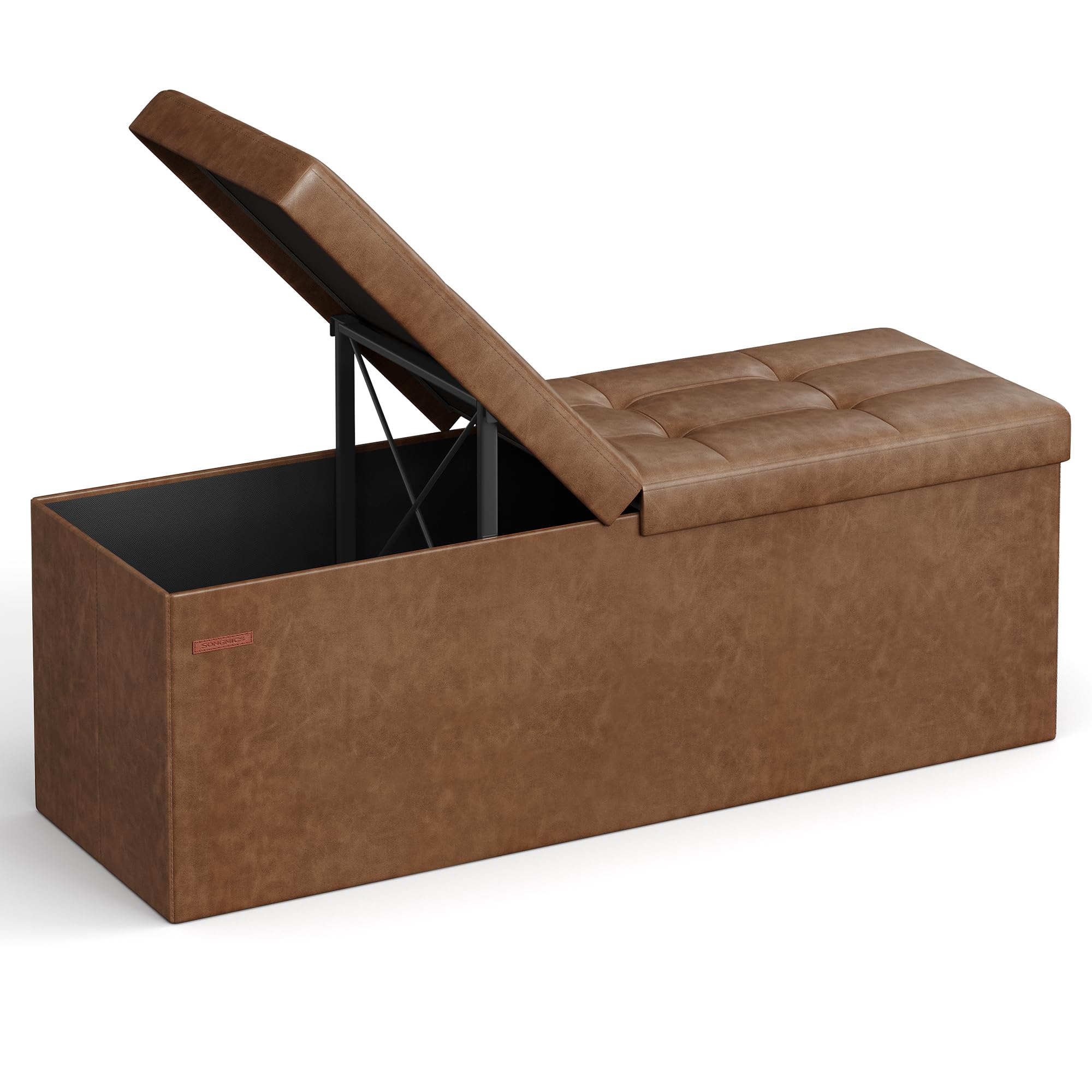 SONGMICS Storage Ottoman, 35 Gal., Storage Chest, Folding Footrest Bench, 660 lb Load Capacity, Synthetic Leather, 15 x 43 x 15 