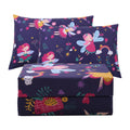 Jsd Fairy Floral Kids Sheet Set Full Size, 4 Piece Girls Navy Printed Microfiber Sheets Deep Pocket