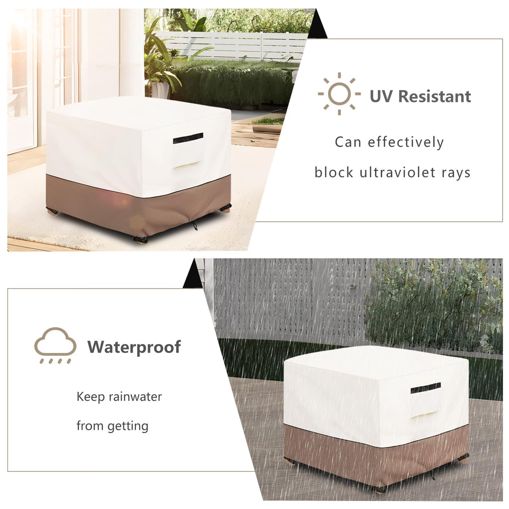 Solotoo Patio Ottoman Cover Waterproof Square Outdoor Ottoman Cover,25W X 25D X 18H Inches Patio Furniture Covering Protector Ou