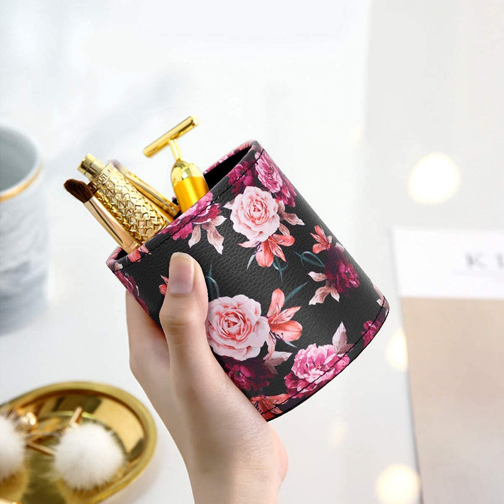 Waveyu Marble Pen Holder For Desk, Pencil Organizer Office Decor, Makeup Brush Holder Large Pu Leather Multi-Functional Organize