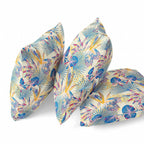 HomeRoots Grey Yellow 20â€ Blue Cream Tropical Zippered Suede Throw Pillow