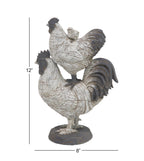 Deco 79 Polystone Rooster Decorative Sculpture Home Decor Statue, Accent Figurine 8'' X 5'' X 12'', White